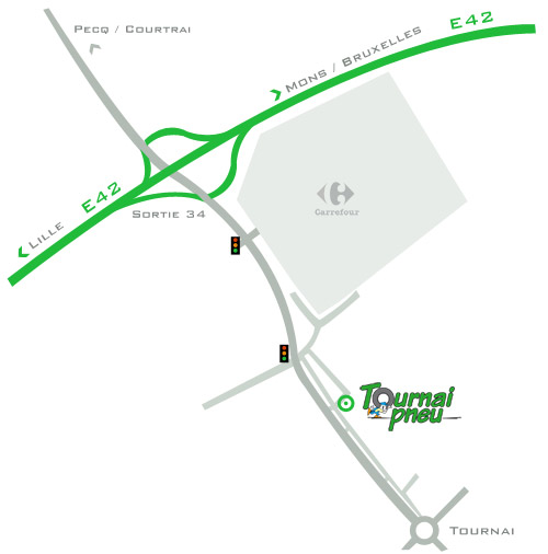 Plan d'accès, itinéraire Tournai Pneu Ets Fiquet à Tournai